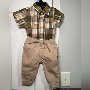 American Hawk Kids Plaid Shirt - Olive and Orange